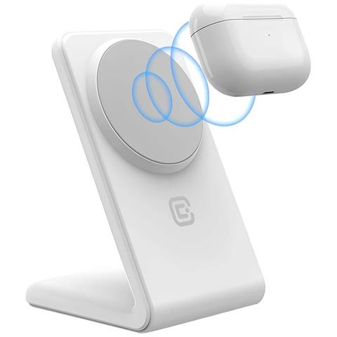Caricatore Wireless Qi 2 In 1 Con Magsafe Per Iphone E Airpods Modello Magspot, Bianco - Foto 2
