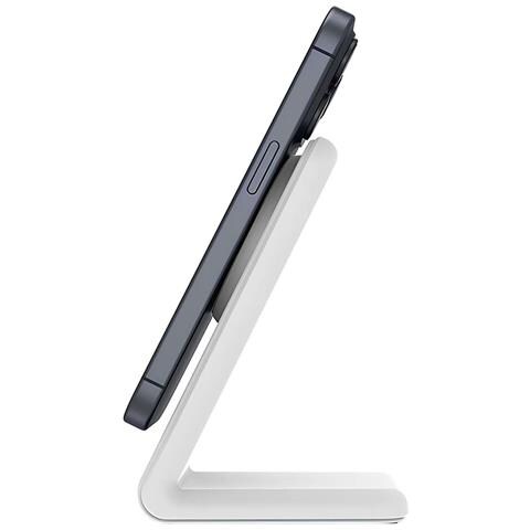 Caricatore Wireless Qi 2 In 1 Con Magsafe Per Iphone E Airpods Modello Magspot, Bianco - Foto 4