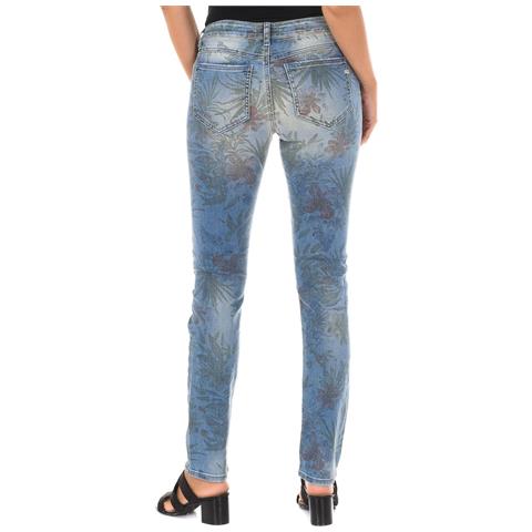 Pantaloni Lunghi In Denim Con Effetto Consumato Con Orli A Taglio Stretto 70db50254 Donna - Foto 3