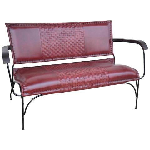 Sgabello In Metallo E Pelle Marrone 112x62x75h - Foto 1