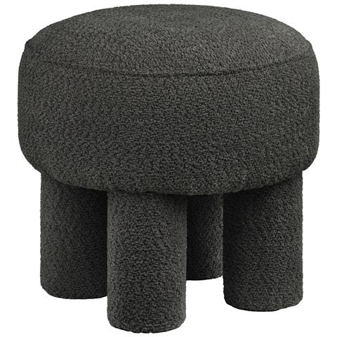 Canberra - Pouf Rotondo In Chenille Antracite Ø43x43 Cm - Foto 1