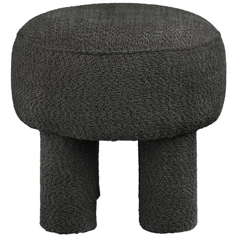 Canberra - Pouf Rotondo In Chenille Antracite Ø43x43 Cm - Foto 2