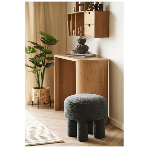 Canberra - Pouf Rotondo In Chenille Antracite Ø43x43 Cm - Foto 4