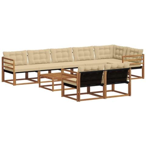 Set di divani da esterno con cuscino 9 pcs Naturale e Beige - Foto 1