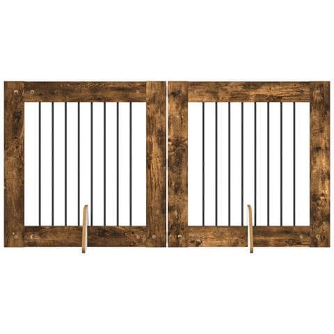Cancello per cani con supporti 2 pcs Rovere Fumo 80 x 80 cm - Foto 1