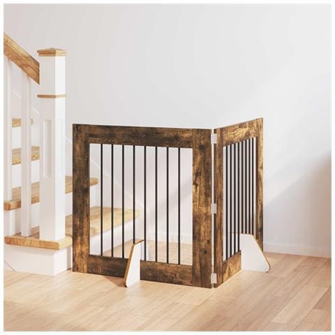 Cancello per cani con supporti 2 pcs Rovere Fumo 80 x 80 cm - Foto 2