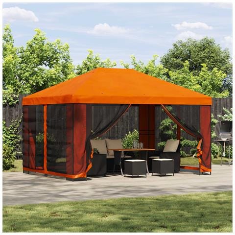 Gazebo da giardino con pareti laterali 4 × 3 m Arancione - Foto 2
