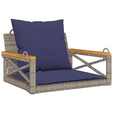 Panchina Dondolo con Cuscini Grigia 63x62x40 cm in Polyrattan - Foto 1
