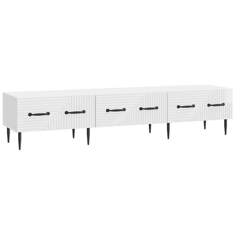 Mobile TV Bianco Lucido 147 x 34,5 x 30 cm Legno ingegnerizzato - Foto 1