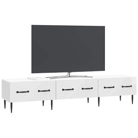 Mobile TV Bianco Lucido 147 x 34,5 x 30 cm Legno ingegnerizzato - Foto 2