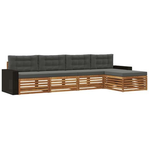 Set di divani da esterno 5 pcs Naturale e Antracite Poliestere - Foto 1