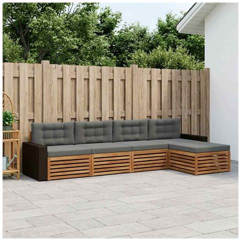 Set di divani da esterno 5 pcs Naturale e Antracite Poliestere - Foto 2