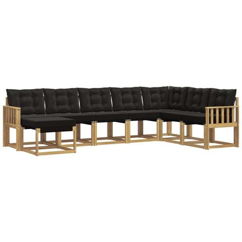 Set di divani da esterno con cuscino 8 pcs Bianco e Nero - Foto 1