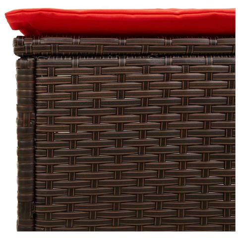 Lettino prendisole con Tavolino e Cuscino in Polyrattan Marrone - Foto 9