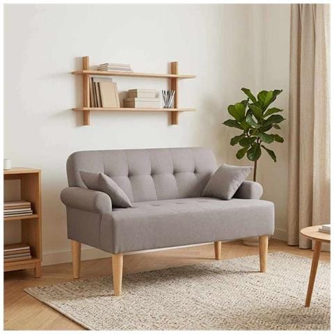 Loveseat con bottoni imbottiti Tortora 120 x 65 x 79 cm Tessuto - Foto 2