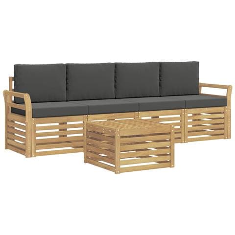 Set di divani da esterno 5 pcs Bianco e Antracite Poliestere - Foto 1