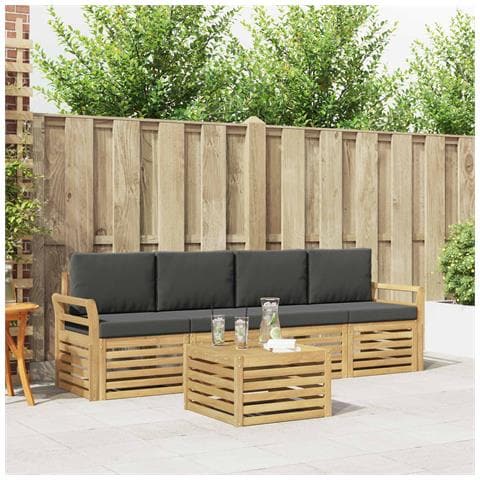 Set di divani da esterno 5 pcs Bianco e Antracite Poliestere - Foto 2