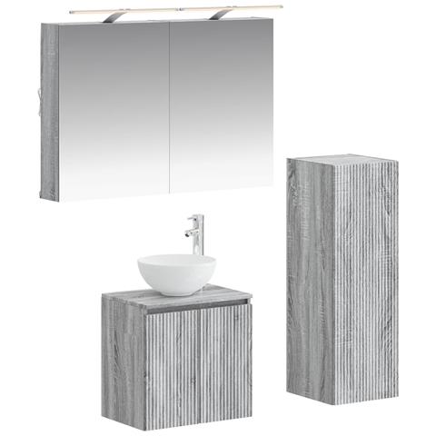 Set di mobili per il bagno 4 pcs Sonoma grigio - Foto 1