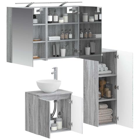 Set di mobili per il bagno 4 pcs Sonoma grigio - Foto 2