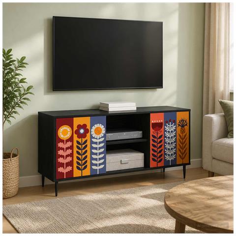 Mobile TV ESSEN 102 x 33 x 51 cm Rovere Nero - Foto 2