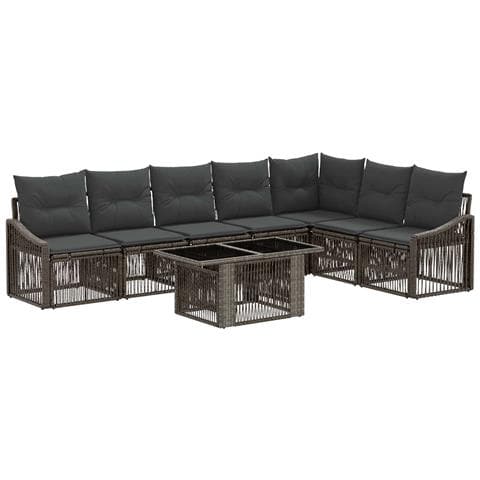 Set Divano da Giardino 8 pz Grigio e Grigio Scuro polyrattan - Foto 1
