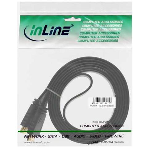 high speed hdmi flat cable with ethernet 19pin type-a a 19pin type-a, piatto, hdmi 3d, pin dorati, nero, 2m - Foto 2