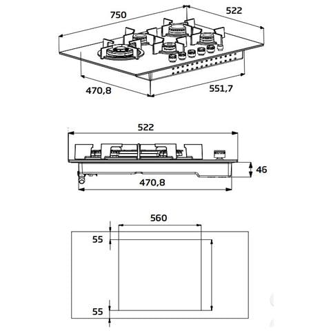 Piano Cottura HILW 75325 SDX a Gas 5 Fuochi Gas Colore Nero - Foto 2