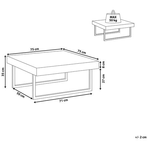Tavolino Da Caffè Effetto Cemento Grigio E Nero Deluz - Foto 15