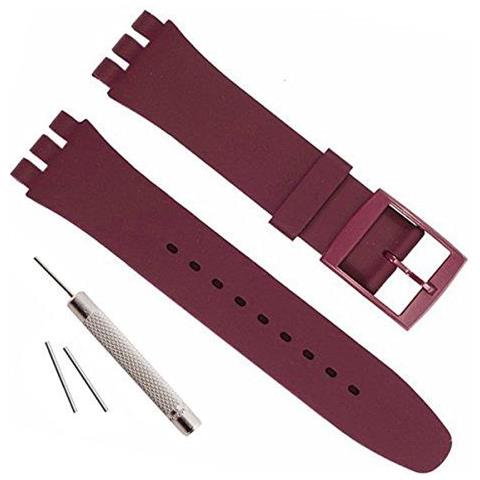Sostituzione Impermeabile Gomma Di Silicone Del Cinturino Di Vigilanza Il Cinturino Per Swatch (17 Millimetri 19 Millimetri 20mm) (17mm Vino Rosso)  - Foto 1