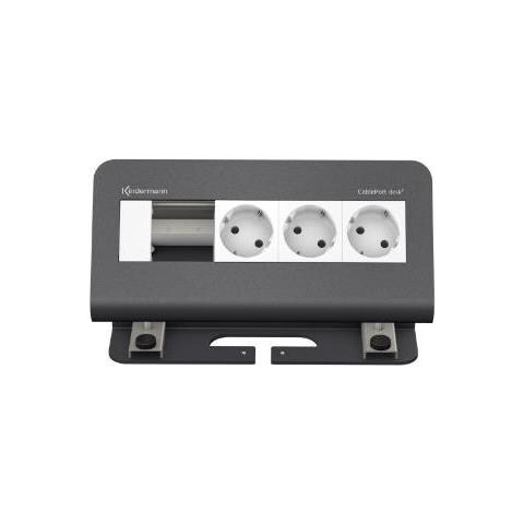 Cableport Desk 4-fold - Steckdosengehuse - Oberflche Montierbar - Spannungsversorgung X 2 - Slate Gray, Ral 7015 (7430000073)  - Foto 2