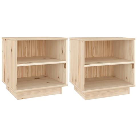 Comodini 2 Pz 40x34x40 Cm In Legno Massello Di Pino - Foto 1