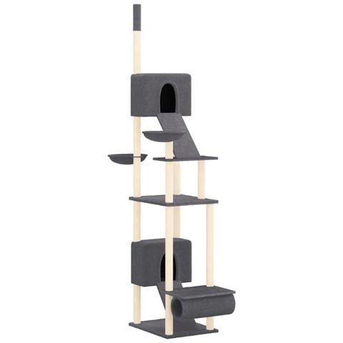 Albero Per Gatti Pavimento Soffitto Grigio Scuro 277-303 Cm - Foto 1