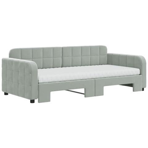Divano Letto Estraibile Materassi Grigio Chiaro 90x190 Velluto - Foto 2