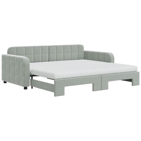 Divano Letto Estraibile Materassi Grigio Chiaro 90x190 Velluto - Foto 1