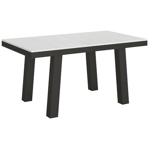 Tavolo Allungabile 90x160/420 Cm Bridge Evolution Telaio Antracite - Bianco Frassino - Foto 6
