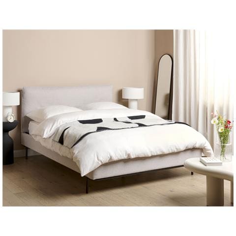 Letto Tessuto Corio 140 X 200 Cm Grigio Chiaro - Foto 1