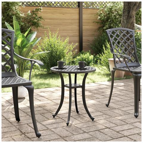 Tavolo Da Giardino Nero 48x53 Cm In Alluminio Pressofuso - Foto 3