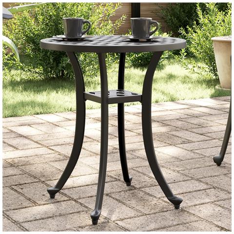 Tavolo Da Giardino Nero 48x53 Cm In Alluminio Pressofuso - Foto 1