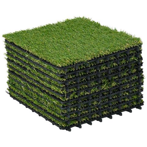 Piastrelle Da Giardino Con Erba Sintetica 30x30cm 10 Pezzi, Prato Artificiale Realistico, Verde - Foto 1