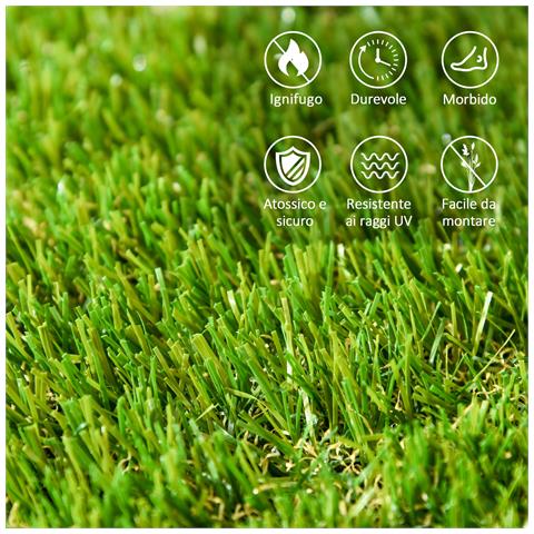 Piastrelle Da Giardino Con Erba Sintetica 30x30cm 10 Pezzi, Prato Artificiale Realistico, Verde - Foto 2