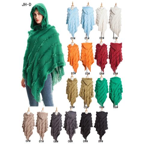 Elegante Mantella Poncho Scialle Lavorata A Maglia Black - Foto 3