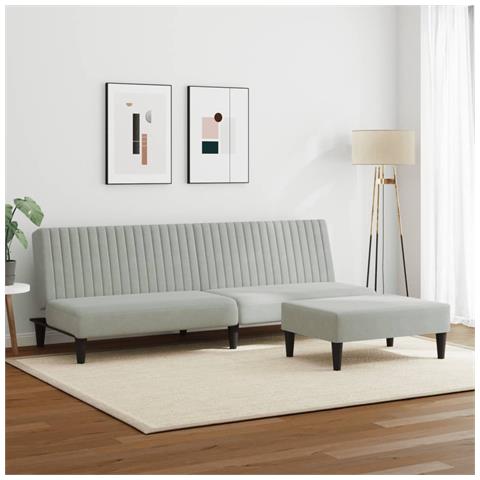 Set Di Divani 2 Pz Grigio Chiaro In Velluto - Foto 3