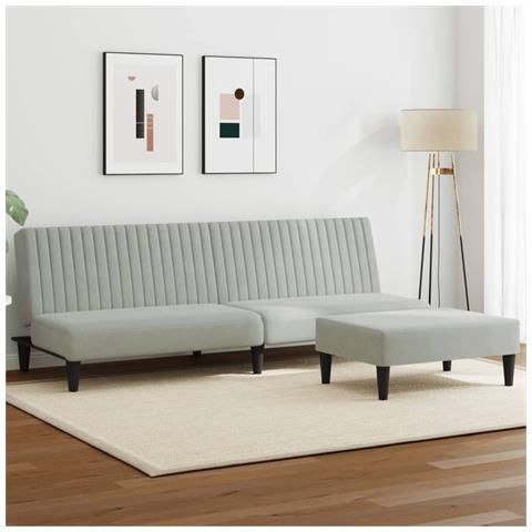 Set Di Divani 2 Pz Grigio Chiaro In Velluto - Foto 1