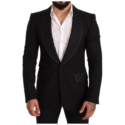 Blazer Da Cappotto In Lana Con Logo Slim Fit Nero - It48 - M - Foto 1