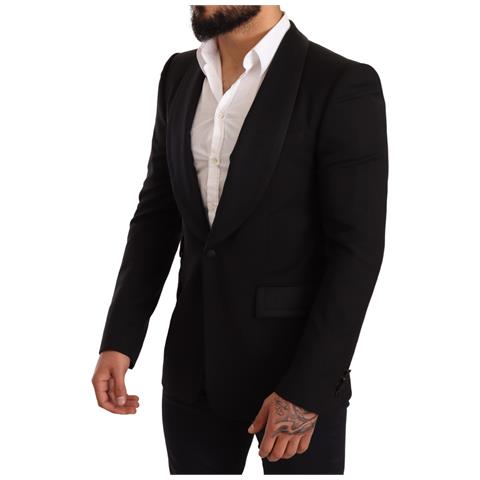 Blazer Da Cappotto In Lana Con Logo Slim Fit Nero - It48 - M - Foto 2