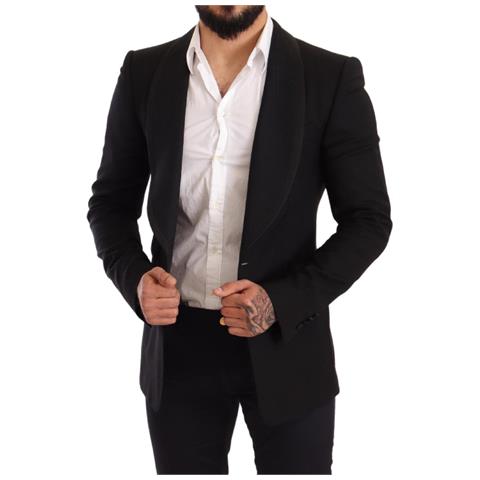Blazer Da Cappotto In Lana Con Logo Slim Fit Nero - It48 - M - Foto 5