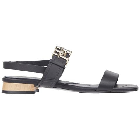 Hardware Flat Sandal Sandali Pelle Scarpe Donna Nero Eu 37, Fw0fw07094 Bds - Foto 1