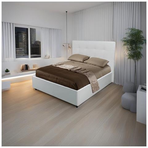 Letto Una Piazza E Mezza Ascoli Contenitore In Ecopelle Bianco - Foto 1