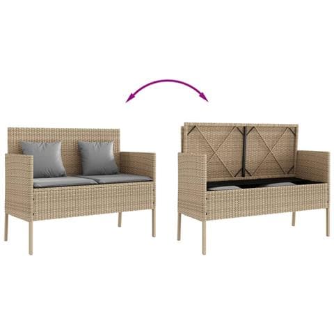 Panca da Giardino con Cuscini Beige in Polyrattan - Foto 2
