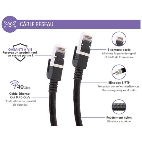 Cavo Ethernet Rj45 Maschio A Rj45 Maschio Cat 8 S /ftp 5m, Nero - Foto 2